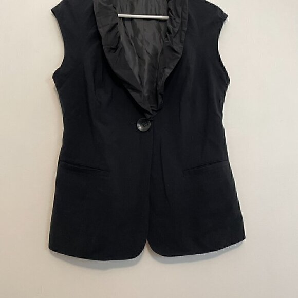 CABI Tuxedo Dinner Vest 917 Black Sleeveless Mixed Media Single Button Jacket 6 - Picture 4 of 13